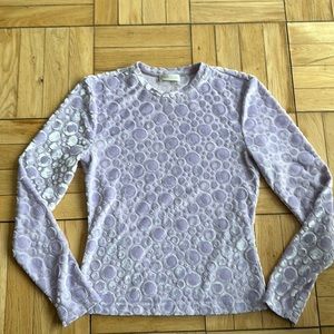 Stine Goya Purple Sparkle Velvet Long Sleeve Shirt Top